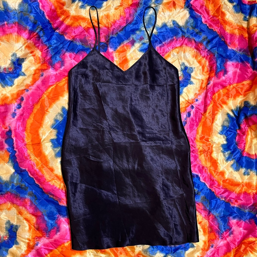 Black satin silk dress